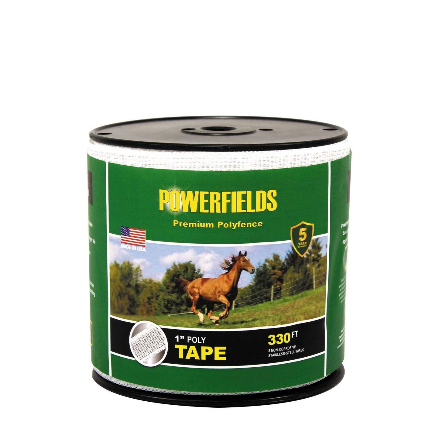 Powerfields EW10-330 Premium Polyfence Polytape, White, 1" x 330'
