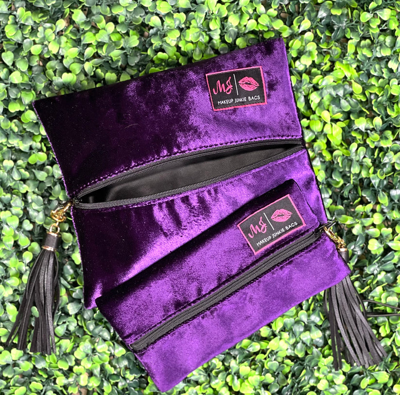 Purple Velvet Makeup Junkie Bags