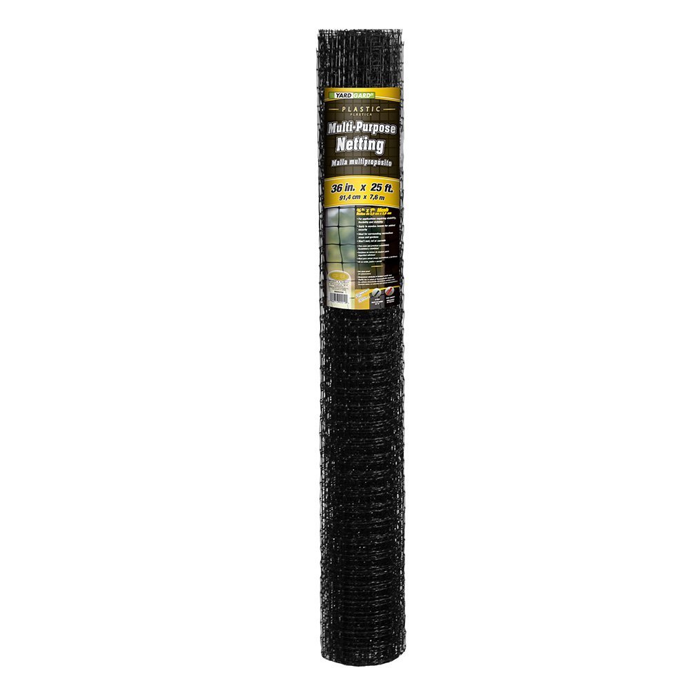 YardGard® 889523A PVC Multi-Purpose Netting, Black, 3/4" x 1" Mesh, 36" x 25'
