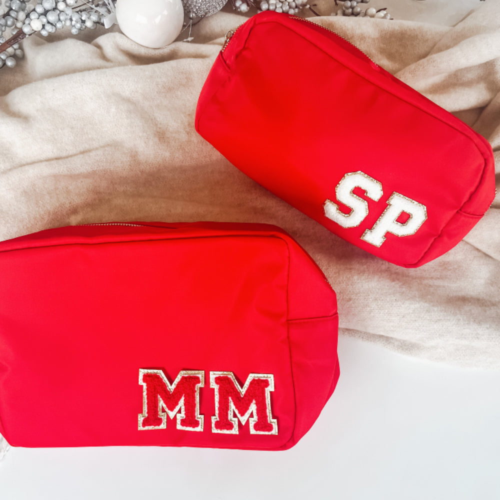 Custom Makeup Bag Personalized Initial Letters Nylon Pouch Bag Gift for Her